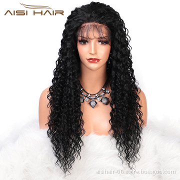 Long Kinky Curly Wave Natural Black Wig Aisi Hair Afro Lace Front Wig Deep Wave Front Lace Hair Wigs For Black Women